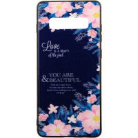 Чохол-накладка TOTO Glass Fashionable Case Samsung Galaxy S10 Plus Flower on Blue