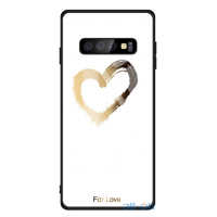 Чохол-накладка TOTO Glass Fashionable Case Samsung Galaxy S10 Plus Heart on White