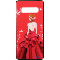 Чохол-накладка TOTO Glass Fashionable Case Samsung Galaxy S10 Plus Red Dress Girl