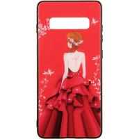 Чохол-накладка TOTO Glass Fashionable Case Samsung Galaxy S10 Plus Red Dress Girl