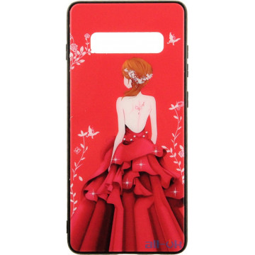 Чохол-накладка TOTO Glass Fashionable Case Samsung Galaxy S10 Plus Red Dress Girl