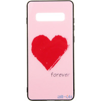 Чохол-накладка TOTO Glass Fashionable Case Samsung Galaxy S10 Plus Red Heart on Pink