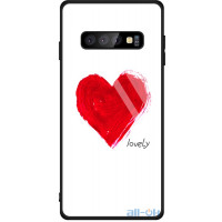 Чохол-накладка TOTO Glass Fashionable Case Samsung Galaxy S10 Plus Red Heart on White