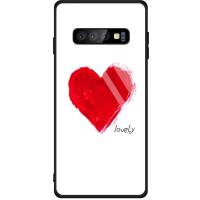 Чохол-накладка TOTO Glass Fashionable Case Samsung Galaxy S10 Plus Red Heart on White