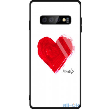 Чохол-накладка TOTO Glass Fashionable Case Samsung Galaxy S10 Plus Red Heart on White