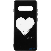 Чохол-накладка TOTO Glass Fashionable Case Samsung Galaxy S10 Plus White Heart on Black