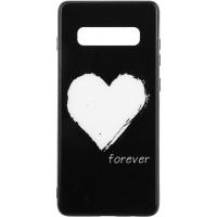 Чохол-накладка TOTO Glass Fashionable Case Samsung Galaxy S10 Plus White Heart on Black