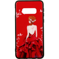 Чохол-накладка TOTO Glass Fashionable Case Samsung Galaxy S10e Red Dress Girl