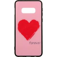 Чохол-накладка TOTO Glass Fashionable Case Samsung Galaxy S10e Red Heart on Pink