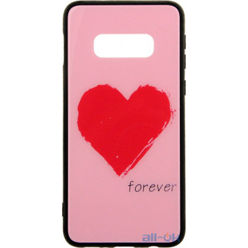 Чохол-накладка TOTO Glass Fashionable Case Samsung Galaxy S10e Red Heart on Pink