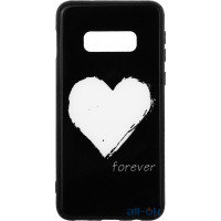 Чохол-накладка TOTO Glass Fashionable Case Samsung Galaxy S10e White Heart on Black