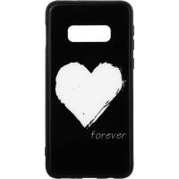 Чохол-накладка TOTO Glass Fashionable Case Samsung Galaxy S10e White Heart on Black
