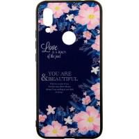 Чохол-накладка TOTO Glass Fashionable Case Xiaomi Redmi 7 Flower Blue			