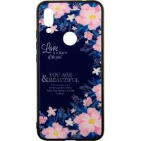 Чохол-накладка TOTO Glass Fashionable Case Xiaomi Redmi 7 Flower Blue			