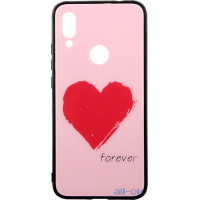 Чохол-накладка TOTO Glass Fashionable Case Xiaomi Redmi 7 Red Heart on Pink