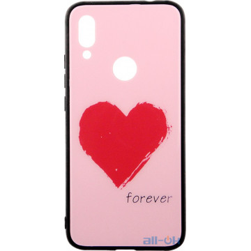 Чохол-накладка TOTO Glass Fashionable Case Xiaomi Redmi 7 Red Heart on Pink