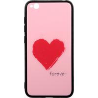 Чохол-накладка TOTO Glass Fashionable Case Xiaomi Redmi Go Red Heart on Pink