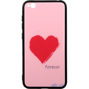 Чохол-накладка TOTO Glass Fashionable Case Xiaomi Redmi Go Red Heart on Pink