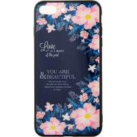 Чохол-накладка TOTO Glass Fashionable Case Apple iPhone 7 Plus/8 plus Flower on Blue