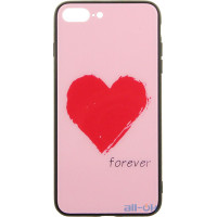 Чохол-накладка TOTO Glass Fashionable Case Apple iPhone 7 Plus/8 Plus Red Heart on Pink