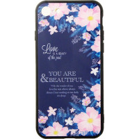Чохол-накладка TOTO Glass Fashionable Case Apple iPhone 7/8 Flower on Blue