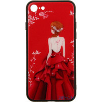 Чохол-накладка TOTO Glass Fashionable Case Apple iPhone 7/8 Red Dress Girl