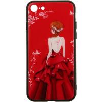 Чохол-накладка TOTO Glass Fashionable Case Apple iPhone 7/8 Red Dress Girl