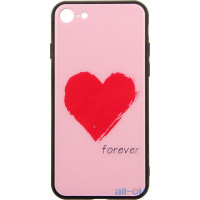 Чохол-накладка TOTO Glass Fashionable Case Apple iPhone 7/8 Red Heart on Pink