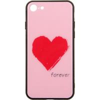 Чохол-накладка TOTO Glass Fashionable Case Apple iPhone 7/8 Red Heart on Pink