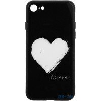 Чохол-накладка TOTO Glass Fashionable Case Apple iPhone 7/8 White Heart on Black