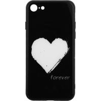 Чохол-накладка TOTO Glass Fashionable Case Apple iPhone 7/8 White Heart on Black