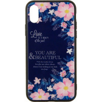 Чохол-накладка TOTO Glass Fashionable Case Apple iPhone X Flower on Blue