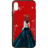 Чохол-накладка TOTO Glass Fashionable Case Apple iPhone X Green Dress Girl
