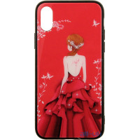 Чохол-накладка TOTO Glass Fashionable Case Apple iPhone X Red Dress Girl