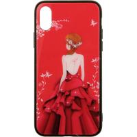 Чохол-накладка TOTO Glass Fashionable Case Apple iPhone X Red Dress Girl