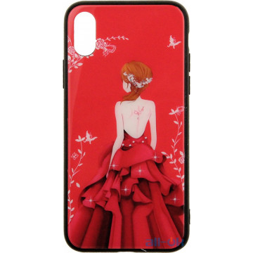 Чохол-накладка TOTO Glass Fashionable Case Apple iPhone X Red Dress Girl