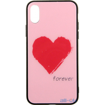 Чохол-накладка TOTO Glass Fashionable Case Apple iPhone X Red Heart on Pink