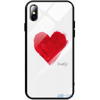 Чохол-накладка TOTO Glass Fashionable Case Apple iPhone X Red Heart on White			