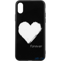 Чохол-накладка TOTO Glass Fashionable Case Apple iPhone X White Heart on Black