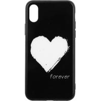 Чохол-накладка TOTO Glass Fashionable Case Apple iPhone X White Heart on Black