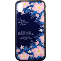 Чохол-накладка TOTO Glass Fashionable Case Apple iPhone XR Flower on Blue