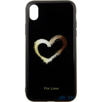 Чохол-накладка TOTO Glass Fashionable Case Apple iPhone XR Heart on Black