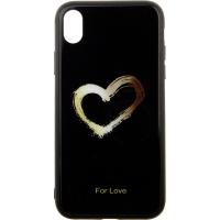 Чохол-накладка TOTO Glass Fashionable Case Apple iPhone XR Heart on Black