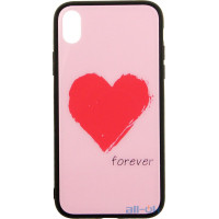 Чохол-накладка TOTO Glass Fashionable Case Apple iPhone XR Red Heart on Pink