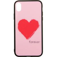 Чохол-накладка TOTO Glass Fashionable Case Apple iPhone XR Red Heart on Pink
