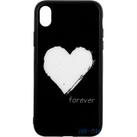 Чохол-накладка TOTO Glass Fashionable Case Apple iPhone XR White Heart on Black
