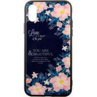 Чохол-накладка TOTO Glass Fashionable Case Apple iPhone XS Flower on Blue