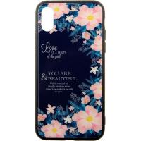 Чохол-накладка TOTO Glass Fashionable Case Apple iPhone XS Flower on Blue