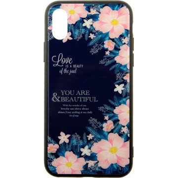 Чохол-накладка TOTO Glass Fashionable Case Apple iPhone XS Flower on Blue