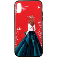 Чохол-накладка TOTO Glass Fashionable Case Apple iPhone XS Green Dress Girl